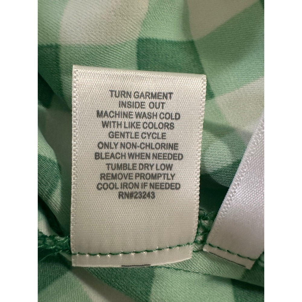 NY and Company Womens Green Gingham Plaid Shirt Dress Roll Tab Sleeve Large‎ NEW - Picture 6 of 7